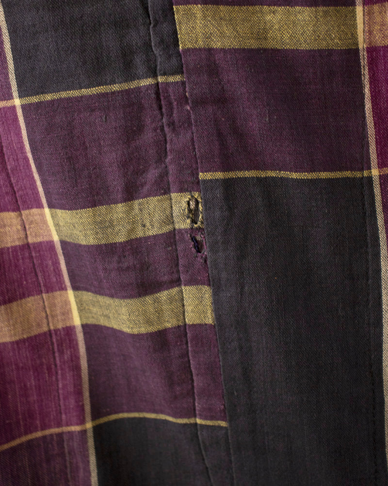 Vintage Blanket, Orange and Yellow with Brown Vases, Purple and Yellow Plaid Shades of Indigo