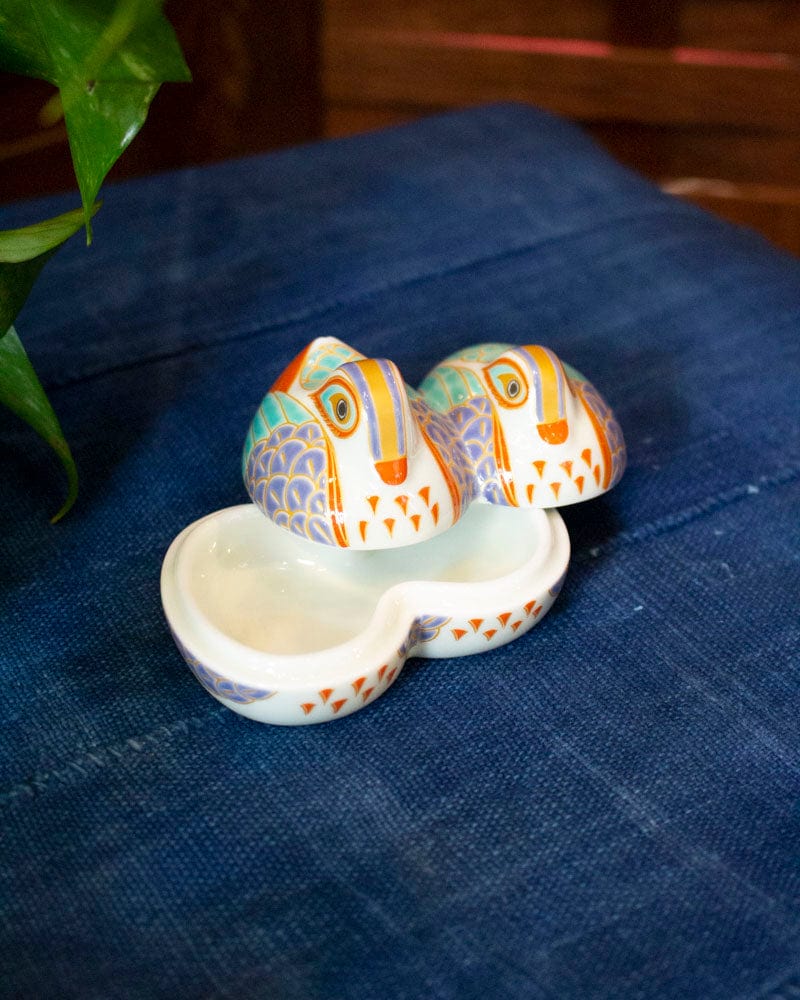 Kouraku Kiln Bowl with Lid, Oshidori