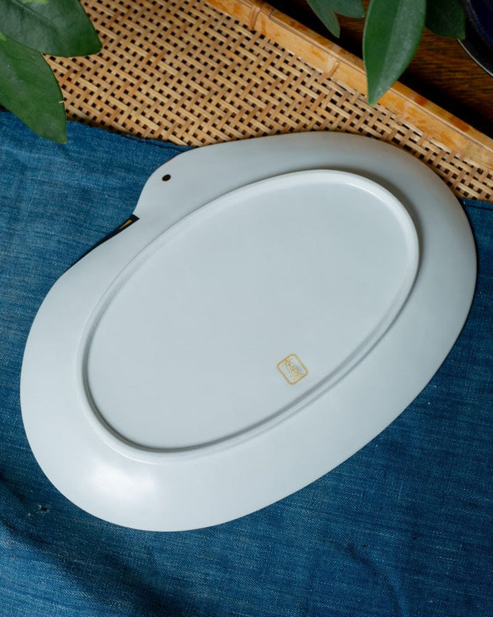 Kouraku Kiln Large Plate, Tsuru