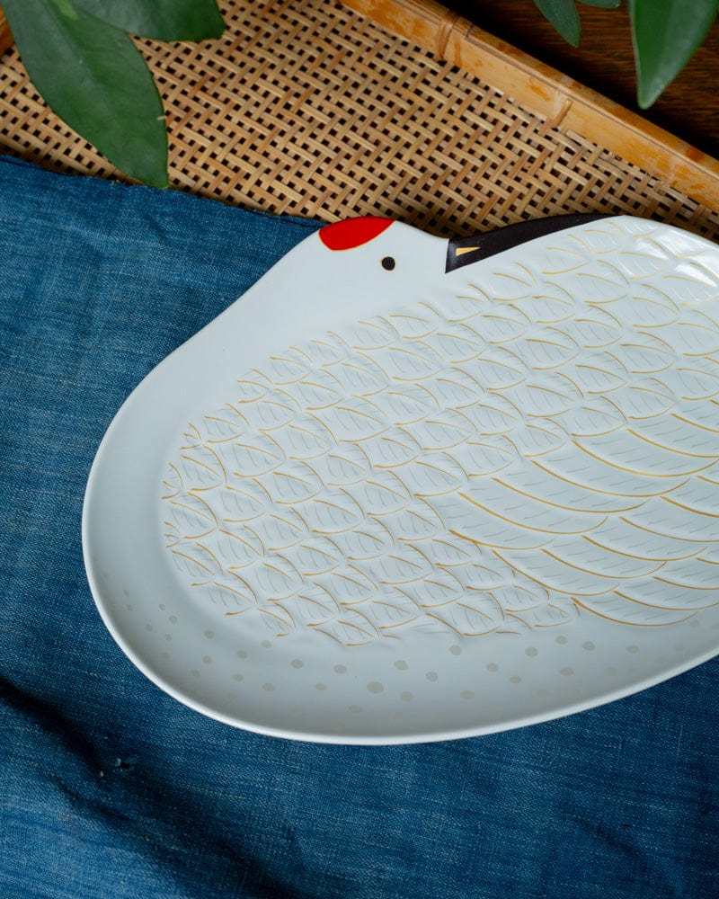 Kouraku Kiln Large Plate, Tsuru