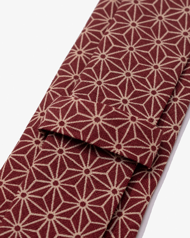 Kiriko Original Tie, Burgundy Asanoha