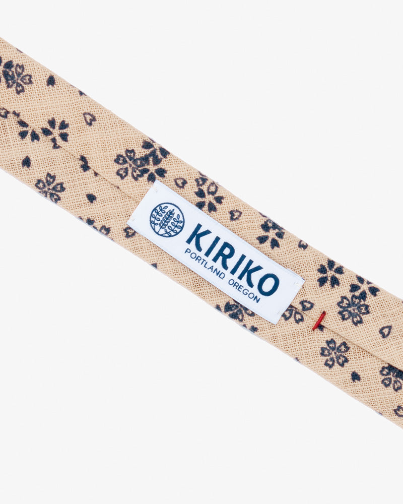 Kiriko Original Tie, Cream with Indigo Sakura