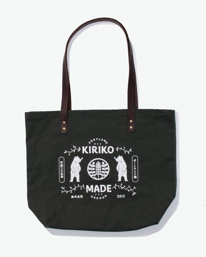 Kiriko Original, Tote, Large, Canvas, Bear, Olive