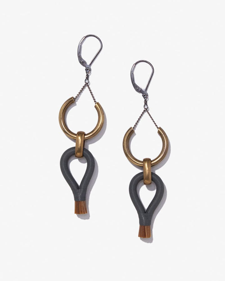 Boet Lux Earrings, Horse Tassel, Storm and Light Chestnut