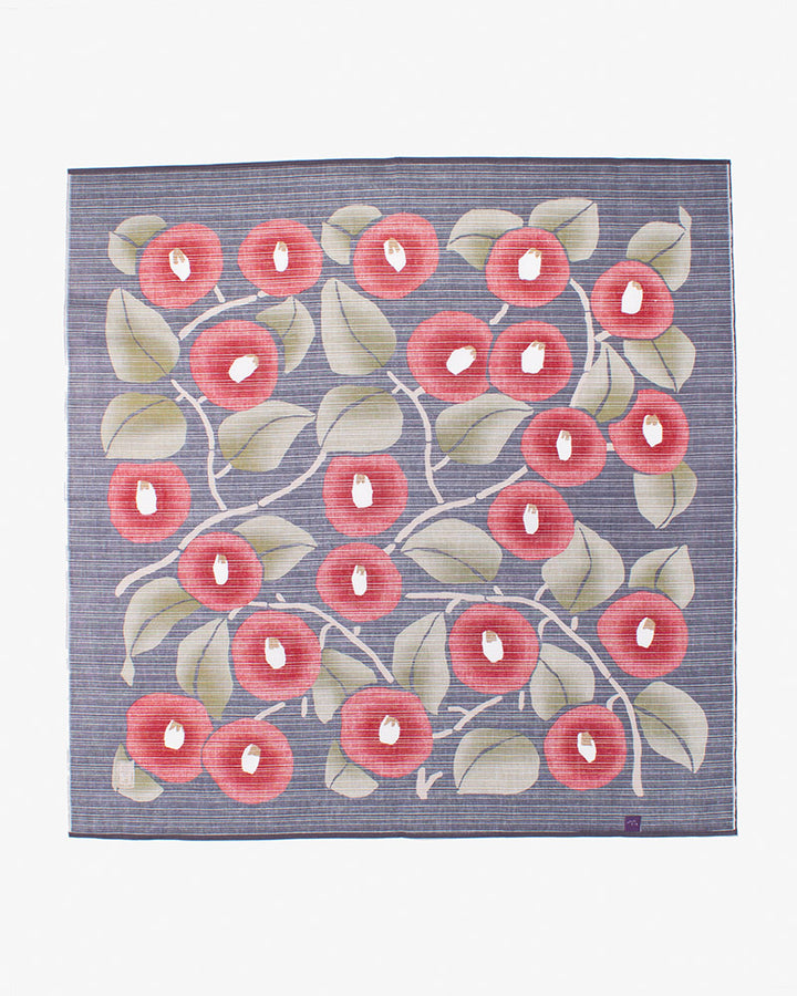 Modern Furoshiki, Musubi, Yumeji Takehisa, Tsubaki, Dark Gray, 35.5" x 35.5"