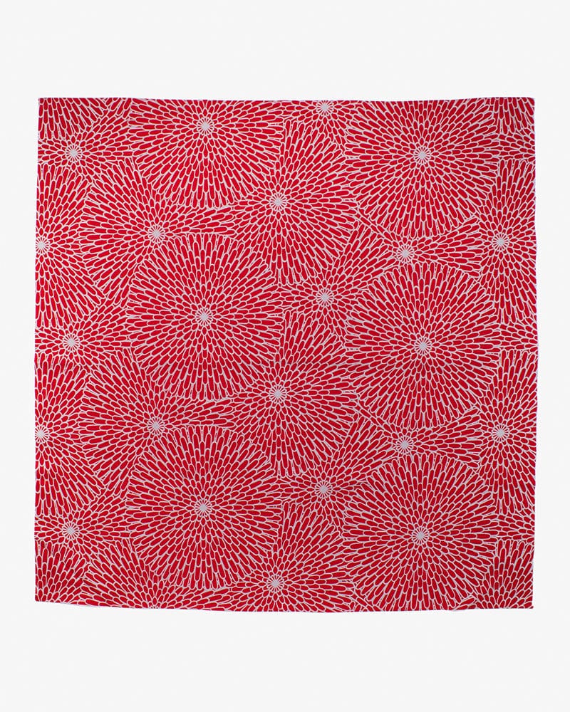 Modern Furoshiki, Musubi, Reversible, Isa Monyo, Kiku, Red and Sky Blue, 41" x 41"