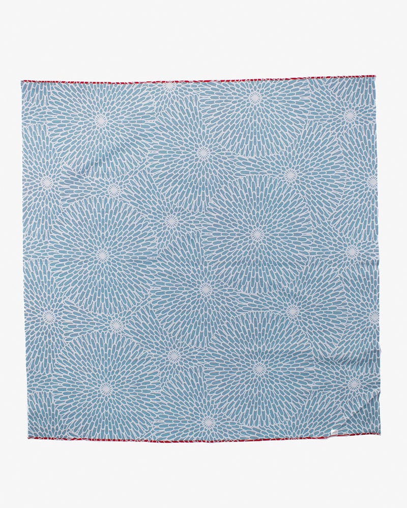 Modern Furoshiki, Musubi, Reversible, Isa Monyo, Kiku, Red and Sky Blue, 41" x 41"