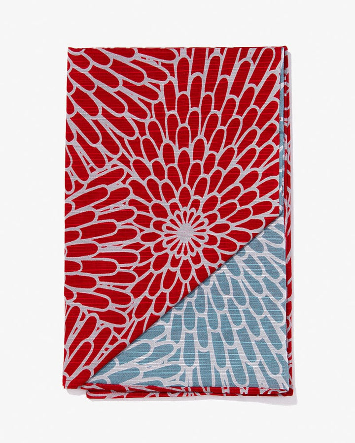 Modern Furoshiki, Musubi, Reversible, Isa Monyo, Kiku, Red and Sky Blue, 41" x 41"