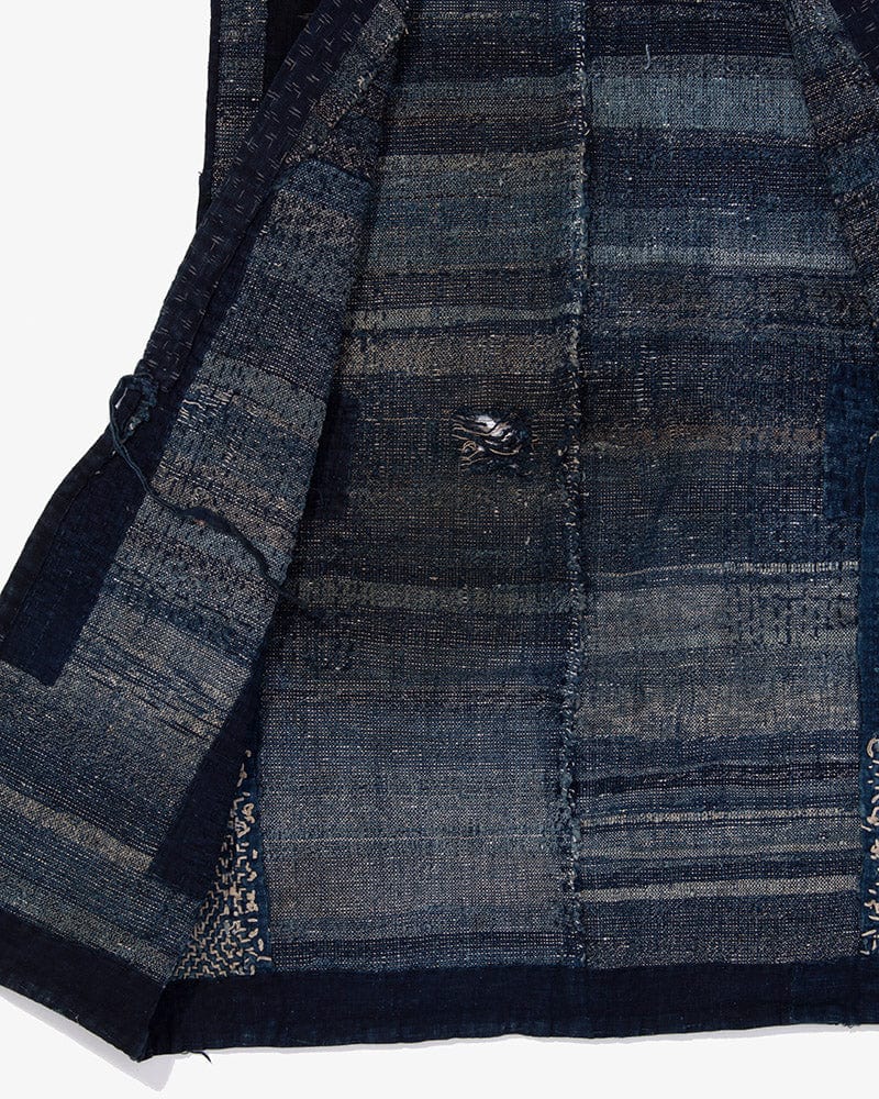 Vintage Noragi Vest, Reversible Boro, Indigo Sakiori and Kogin Sashiko Vest