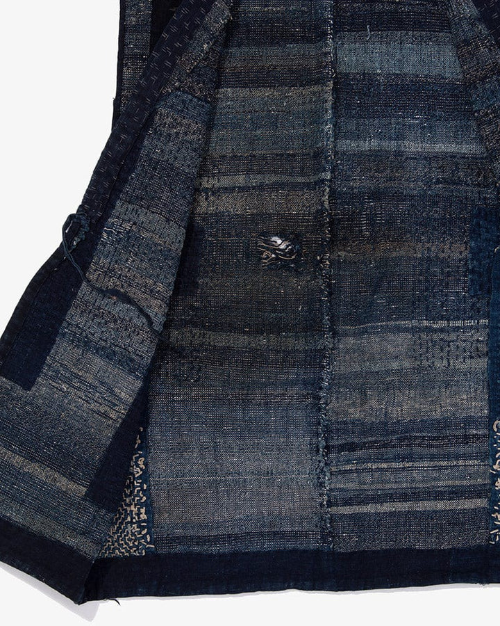 Vintage Noragi Vest, Reversible Boro, Indigo Sakiori and Kogin Sashiko Vest