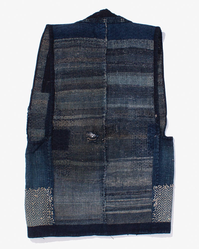Vintage Noragi Vest, Reversible Boro, Indigo Sakiori and Kogin Sashiko Vest