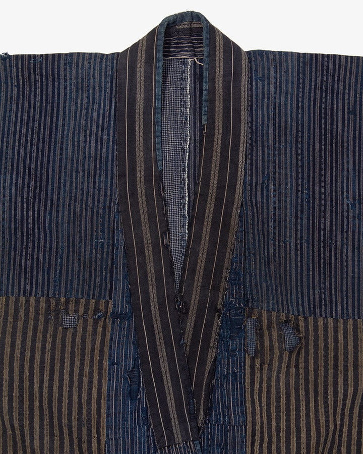Vintage Noragi Jacket, Reversible Boro, Fully Sashiko Stiched, Patched Shima