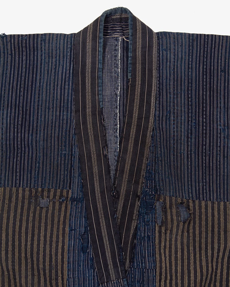 Vintage Noragi Jacket, Reversible Boro, Fully Sashiko Stiched, Patched Shima