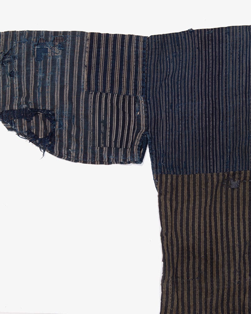 Vintage Noragi Jacket, Reversible Boro, Fully Sashiko Stiched, Patched Shima