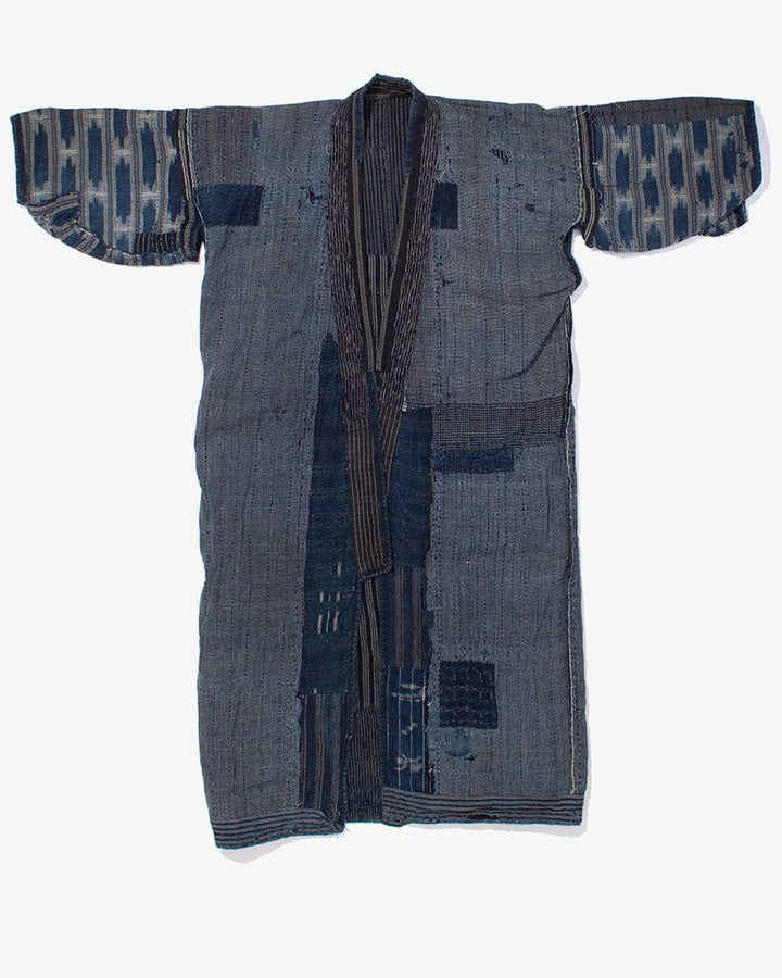 Vintage Noragi Jacket, Reversible Boro, Fully Sashiko Stiched, Patched Shima
