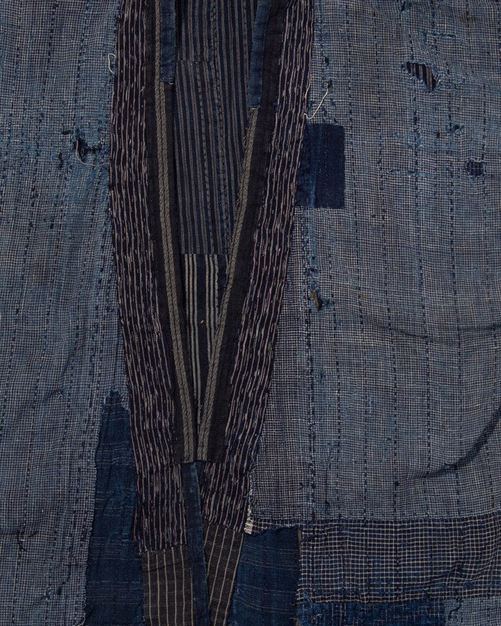 Vintage Noragi Jacket, Reversible Boro, Fully Sashiko Stiched, Patched Shima