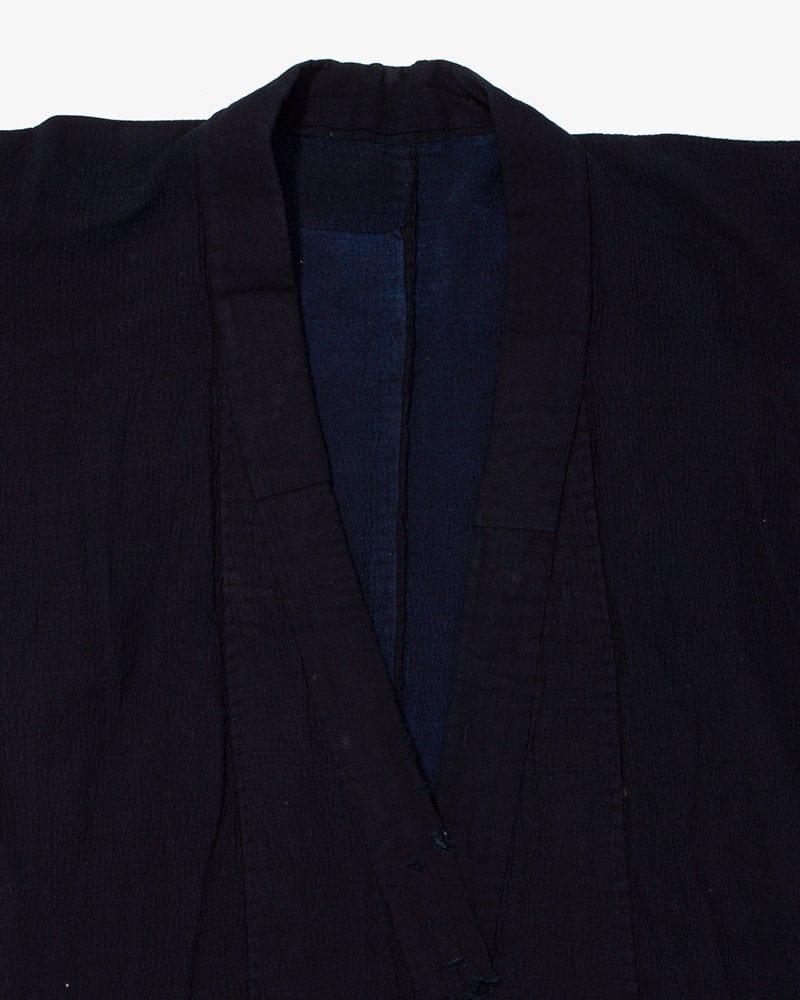 Vintage Noragi Jacket, Reversible Boro, Fully Sashiko Stitched Dark Indigo and Black