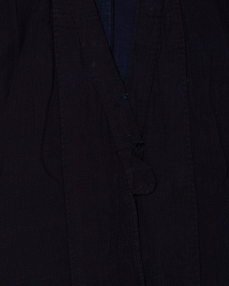 Vintage Noragi Jacket, Reversible Boro, Fully Sashiko Stitched Dark Indigo and Black