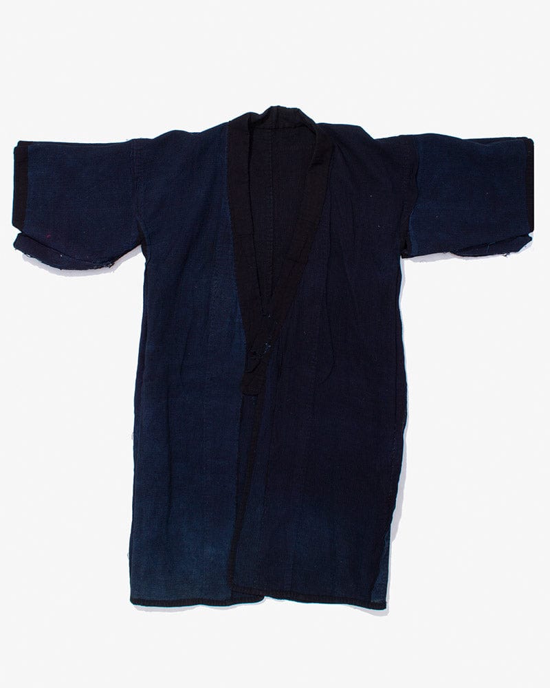 Vintage Noragi Jacket, Reversible Boro, Fully Sashiko Stitched Dark Indigo and Black