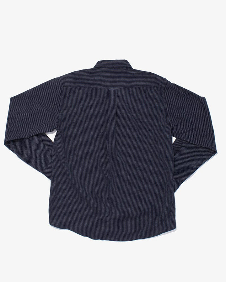 ToK Shirt, Long Sleeve Button-Up, Indigo with Thin Light Blue Shima