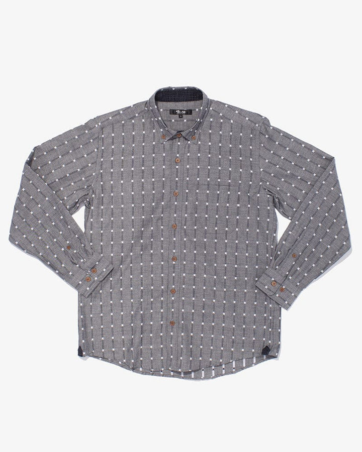 ToK Shirt, Long Sleeve Button-Up, Grey with White &