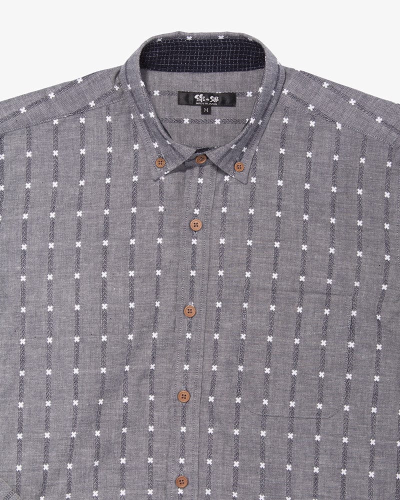 ToK Shirt, Long Sleeve Button-Up, Grey with White &