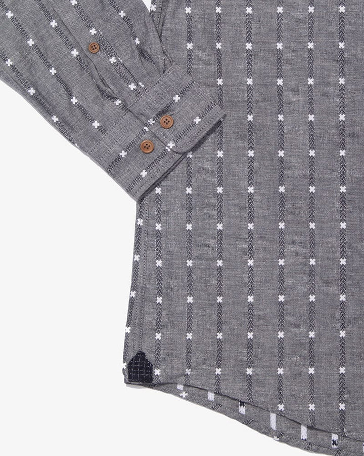 ToK Shirt, Long Sleeve Button-Up, Grey with White &