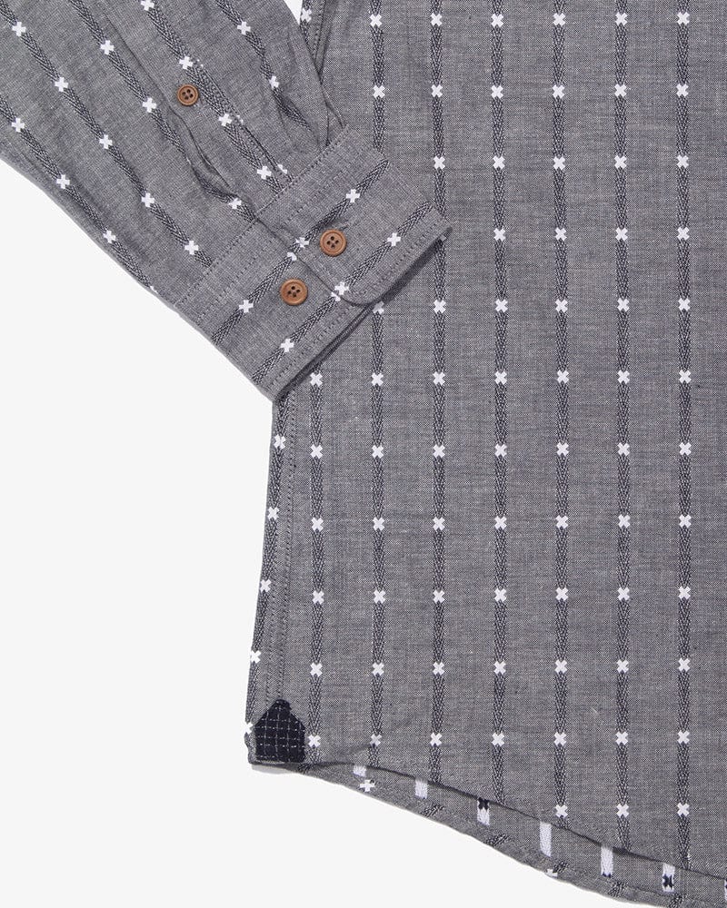 ToK Shirt, Long Sleeve Button-Up, Grey with White &