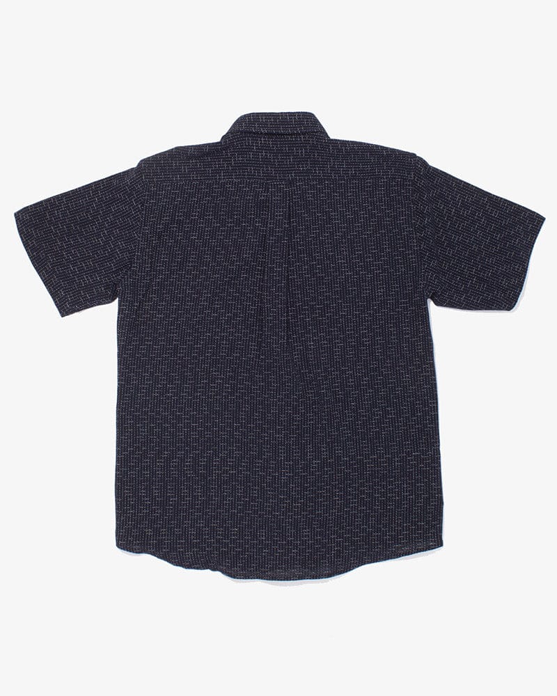 ToK Shirt, Short Sleeve Button-Up, Chijimi, Indigo Grid