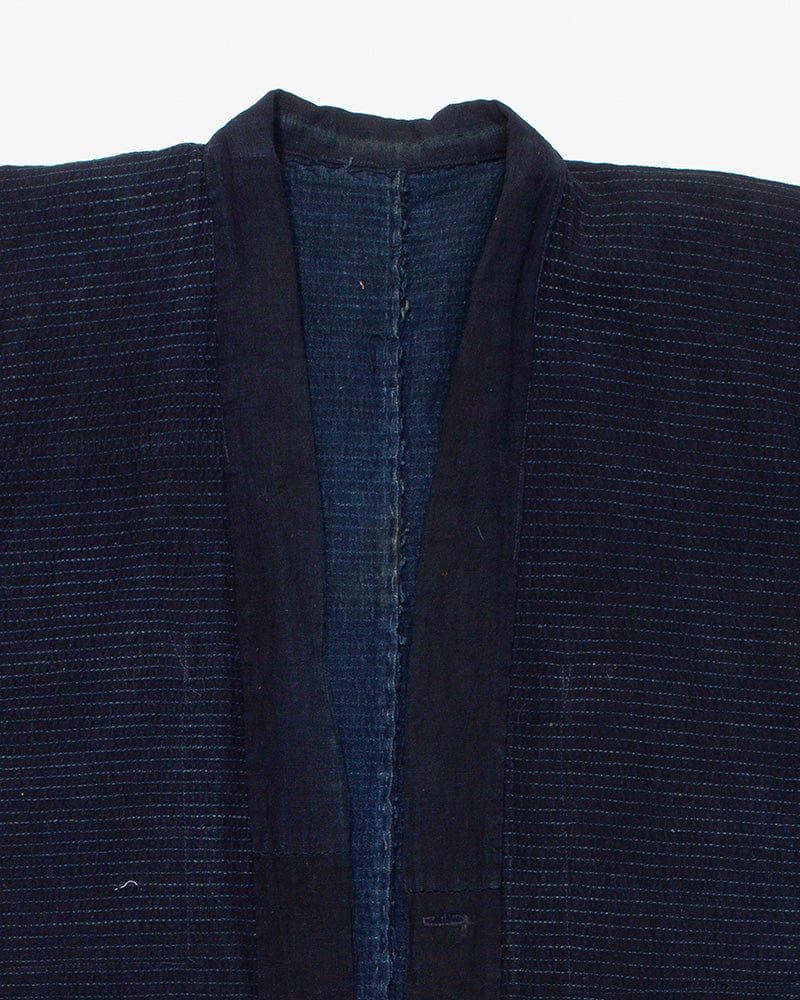 Vintage Noragi Jacket, Altered, Boro, Fully Sashiko Stitched, Dark Indigo