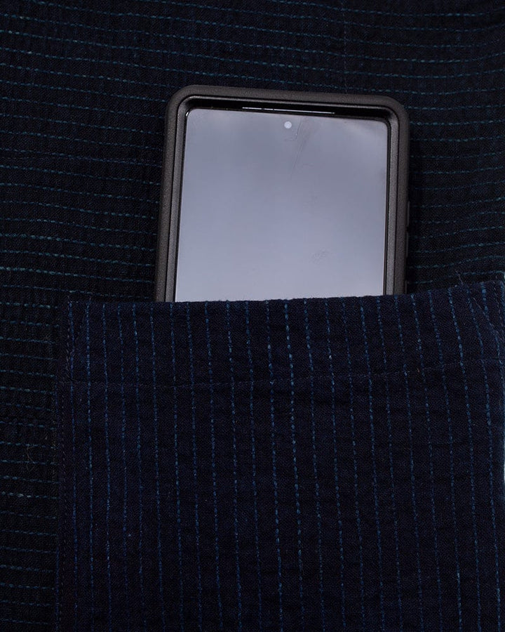 Vintage Noragi Jacket, Altered, Boro, Fully Sashiko Stitched, Dark Indigo