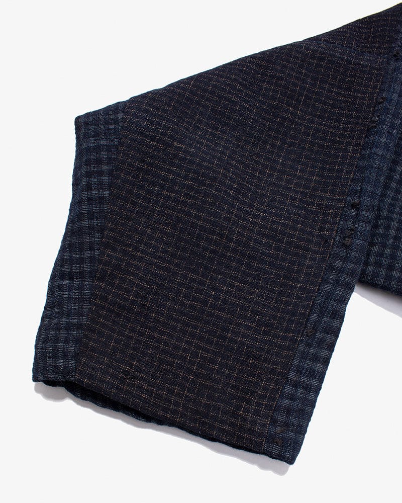 Vintage Noragi Jacket, Altered, Reversible Boro, Sashiko Stitched, Indigo and Yellow Grid