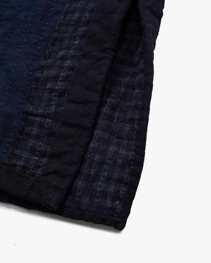 Vintage Noragi Jacket, Altered, Reversible Boro, Sashiko Stitched, Indigo and Yellow Grid