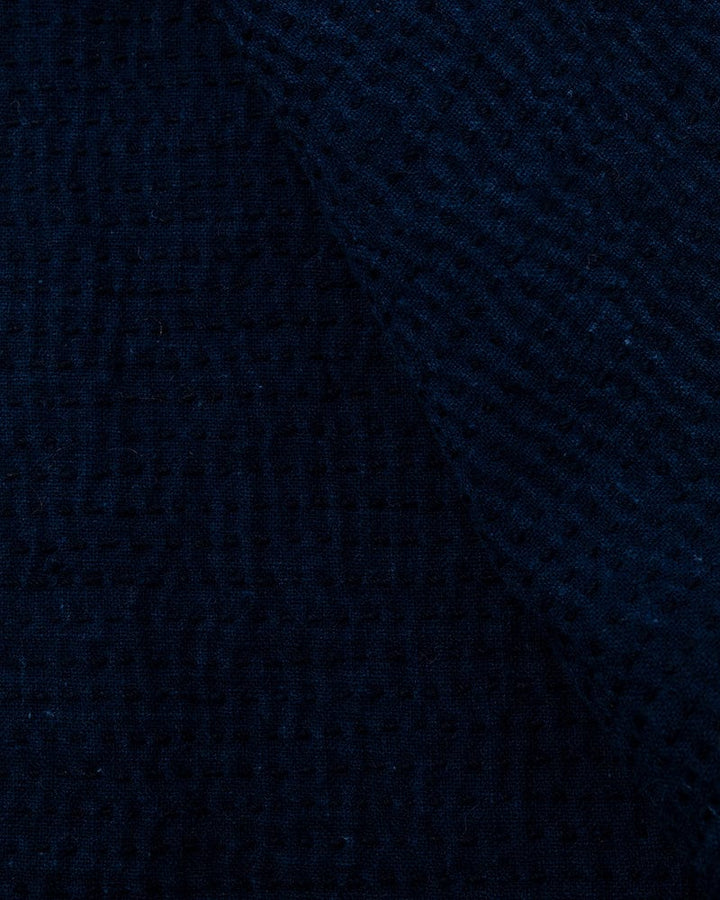Vintage Noragi Jacket, Altered, Boro, Mandarin Collared Button-Up, Fully Sashiko Stitched, Dark Indigo