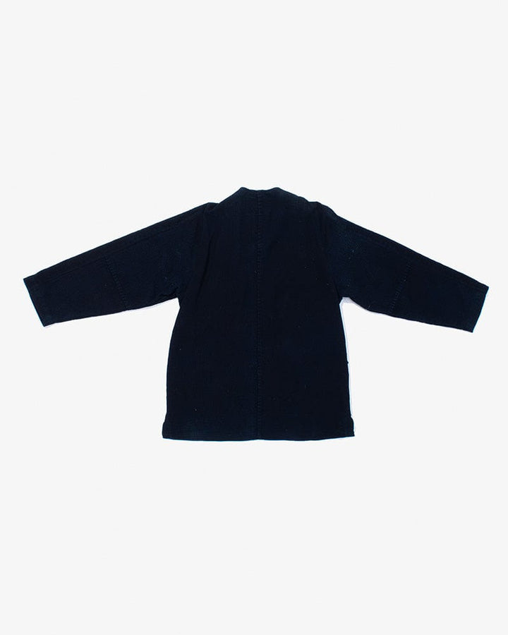 Vintage Noragi Jacket, Altered, Boro, Mandarin Collared Button-Up, Fully Sashiko Stitched, Dark Indigo