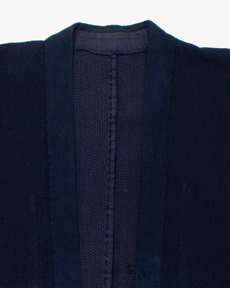 Vintage Noragi Jacket, Altered, Boro, Buttoned Torso, Fully Sashiko Stitched, Dark Indigo