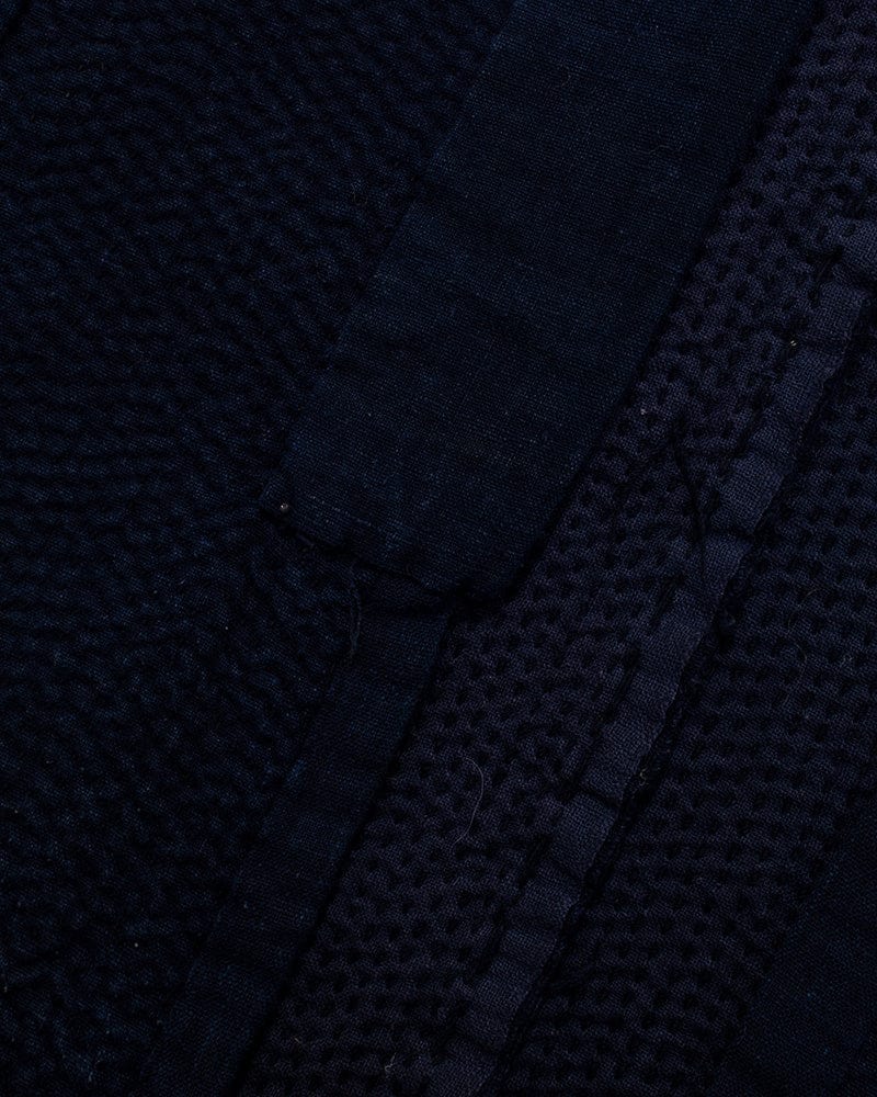 Vintage Noragi Jacket, Altered, Boro, Buttoned Torso, Fully Sashiko Stitched, Dark Indigo