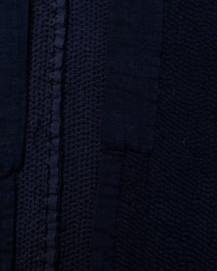 Vintage Noragi Jacket, Altered, Boro, Buttoned Torso, Fully Sashiko Stitched, Dark Indigo