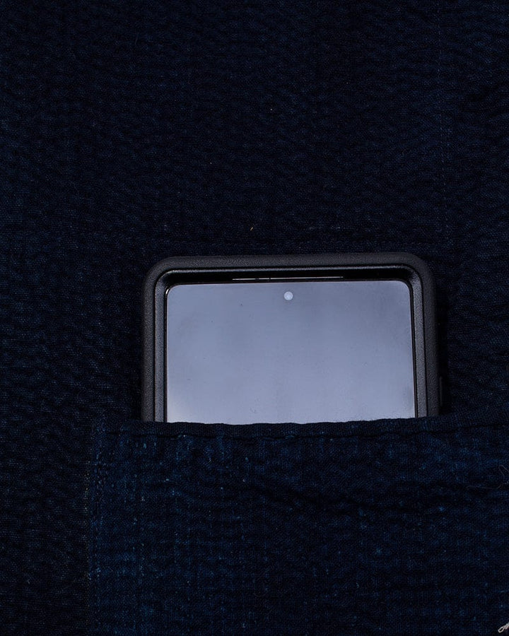 Vintage Noragi Jacket, Altered, Boro, Buttoned Torso, Fully Sashiko Stitched, Dark Indigo