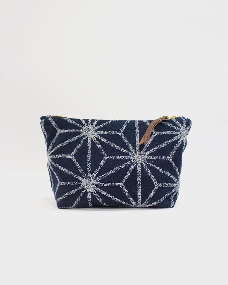 Kiriko Original Stand-Up Pouch, Navy Large Asanoha