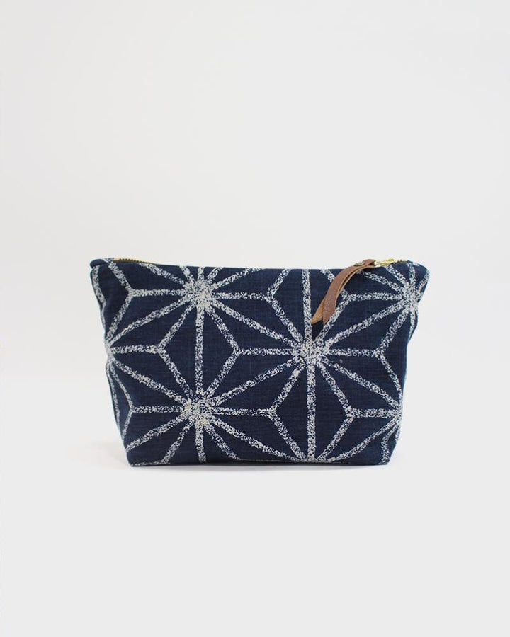 Stand-Up Pouch, Navy Large Asanoha