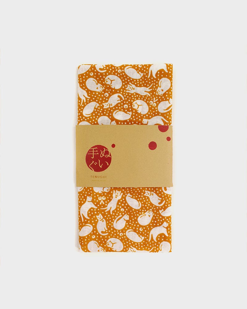 Tenugui, Classic, Komon, Orange Neko