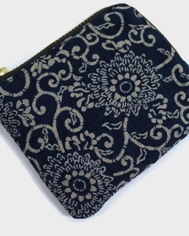 Kiriko Original, Zipper Wallet, Indigo Small Kiku