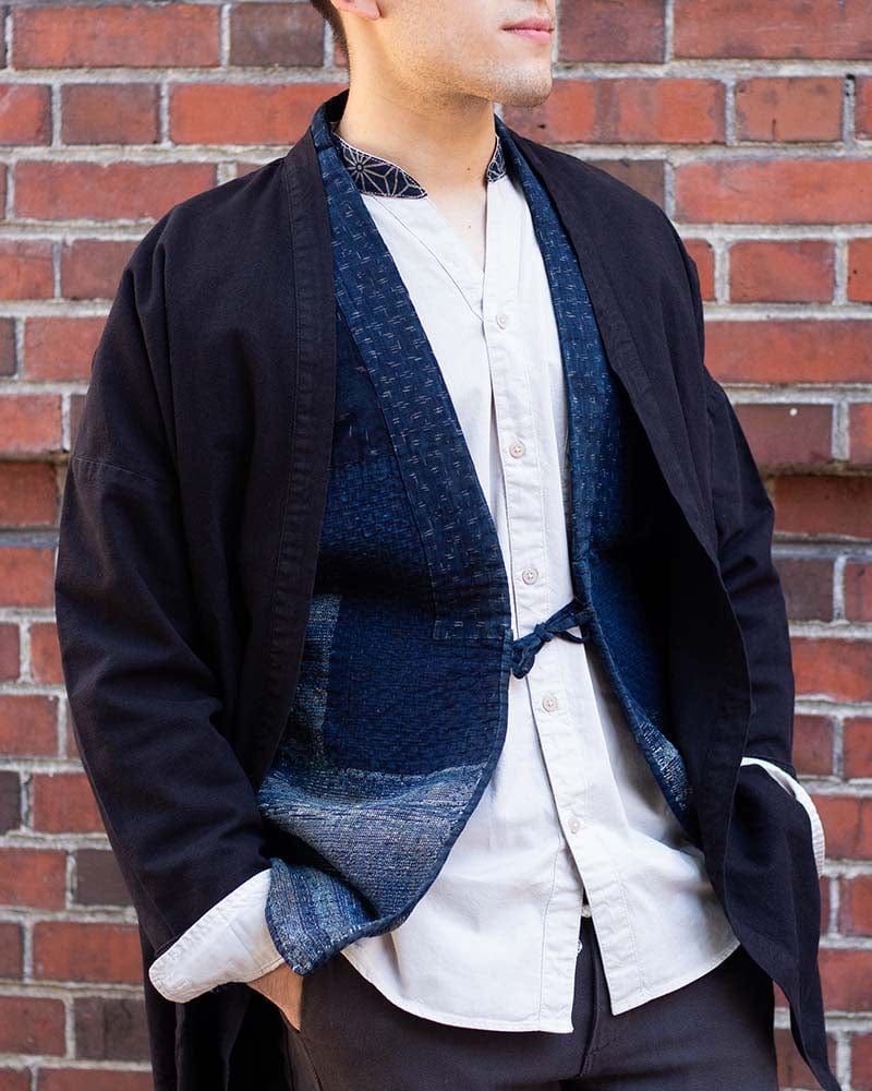 Vintage Noragi Vest, Reversible Boro, Indigo Sakiori and Kogin Sashiko Vest