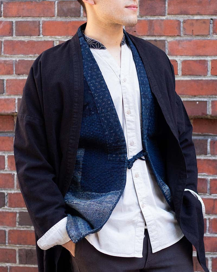 Vintage Noragi Vest, Reversible Boro, Indigo Sakiori and Kogin Sashiko Vest