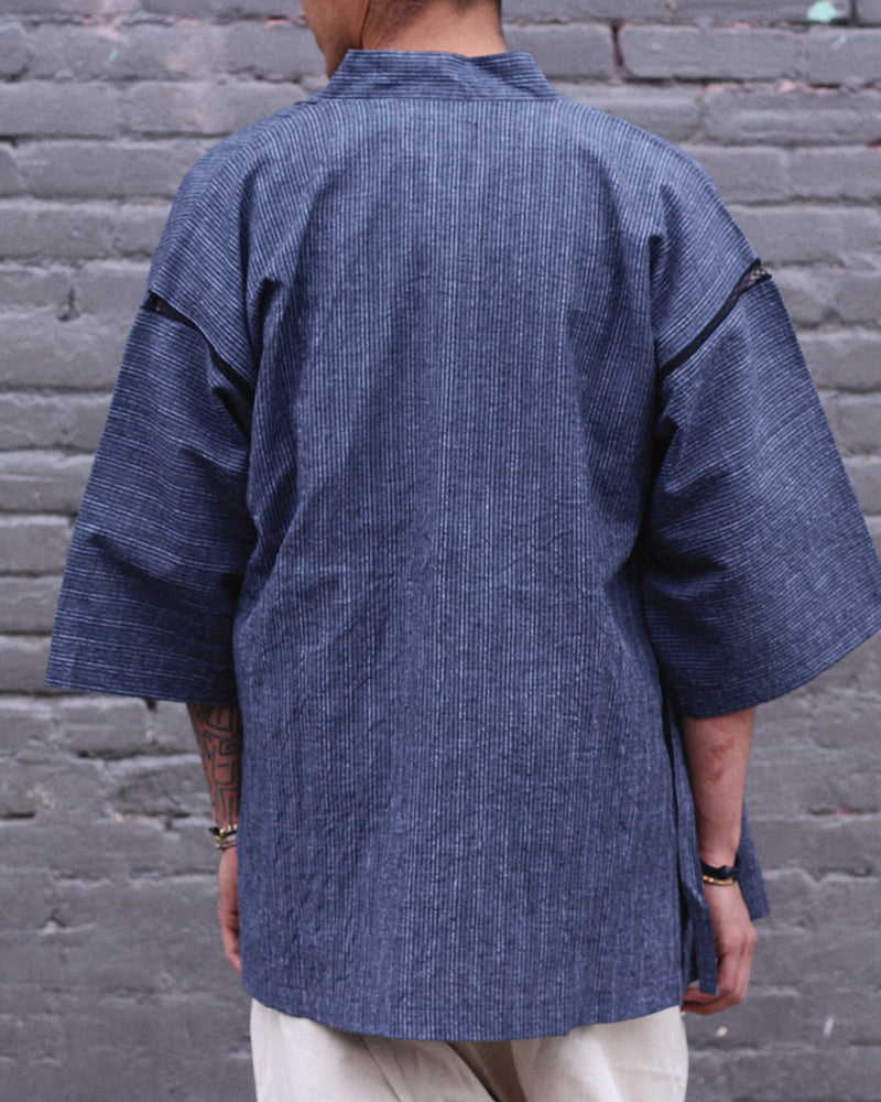 ToK Jinbei Set, Chijimi Weave, Grey Shima – Kiriko Made