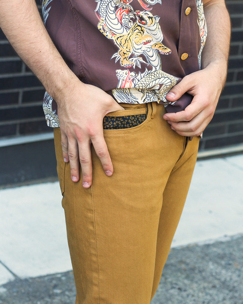 Custom Dyed Premium Selvedge Japan Nihon Menpu Jeans, Ginsusutake, Mens, Sakura