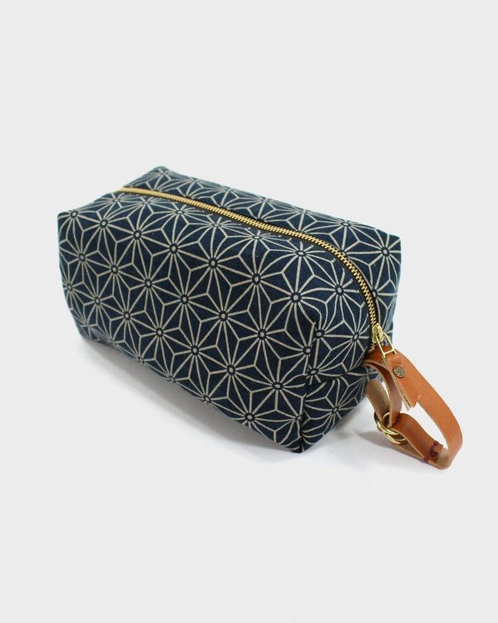 Indigo asanoha dopp kit by Kiriko Made