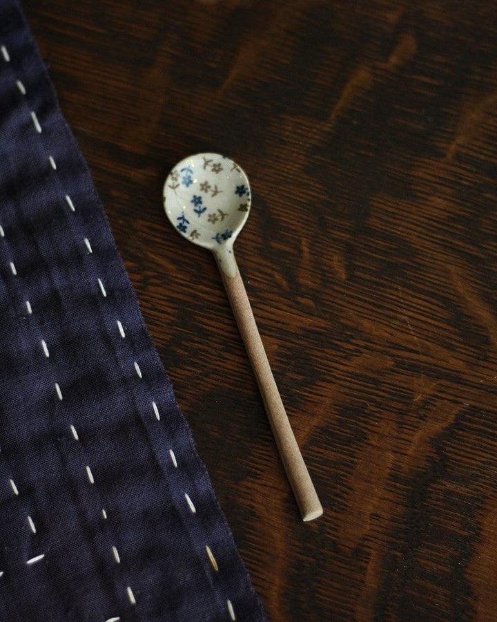 Hand-Painted Spoon, Classic, Floral Blue and Brown