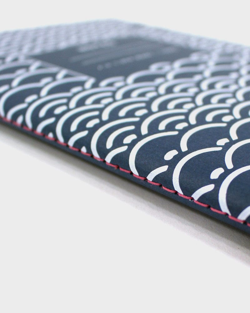 Kiriko Original Lined Notebook, Blue Seigaiha